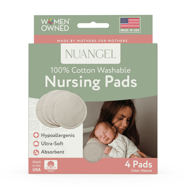 NursingCanvas2022年 NuAngel Cotton Washable Reusable Nursing Pads, Beige, 4