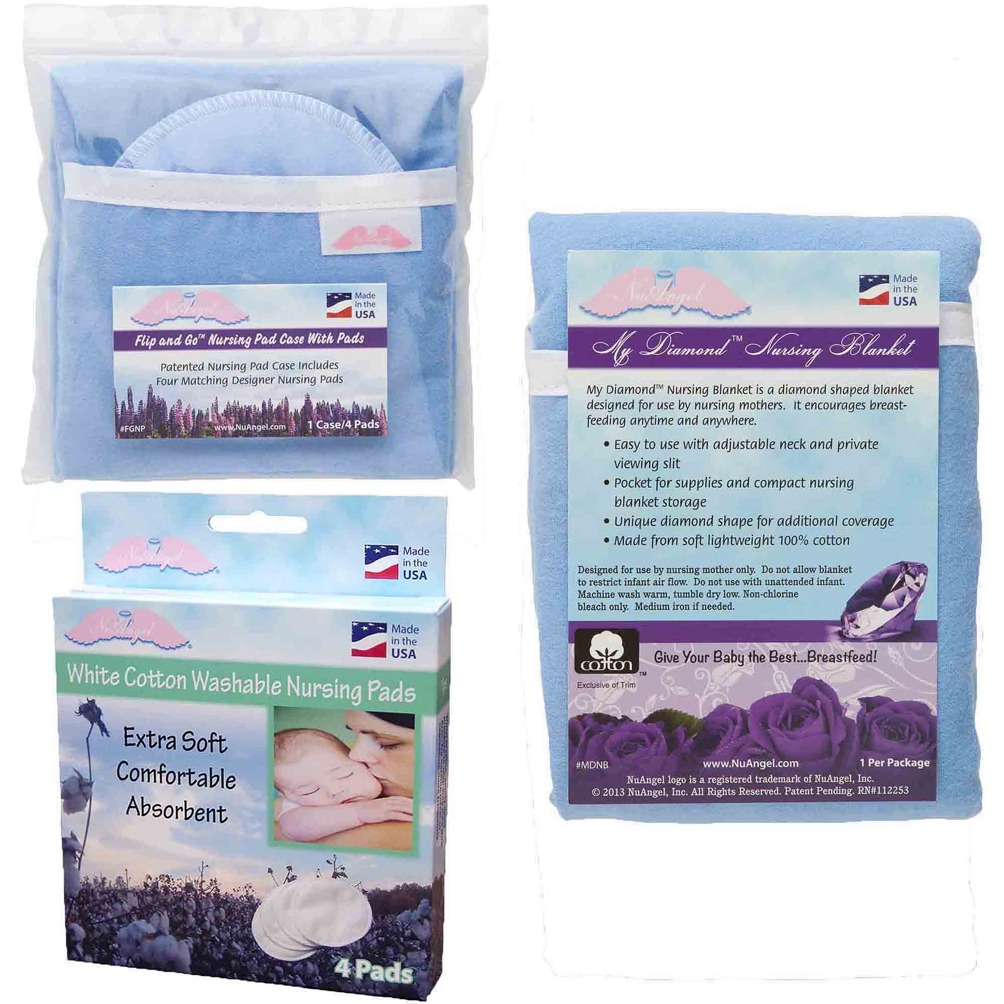 NuAngel Flip & Go Nursing Pad Case with Nursing Blanket & AllNatural