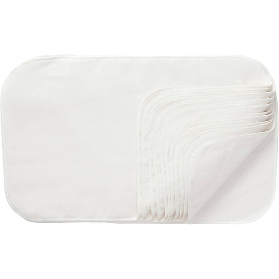 NuAngel Unisex Organic Cotton Baby Burp Cloth, White, 12 Pack