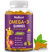 NuBest Vegan Omega-3 Gummies for Kids, Brain & Heart Support, 60 Count