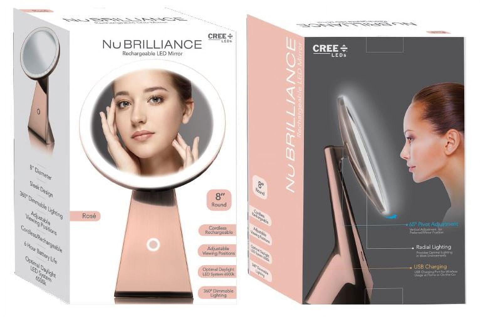 Rose Gold 8'' LED Magnifying Countertop Makeup Mirror