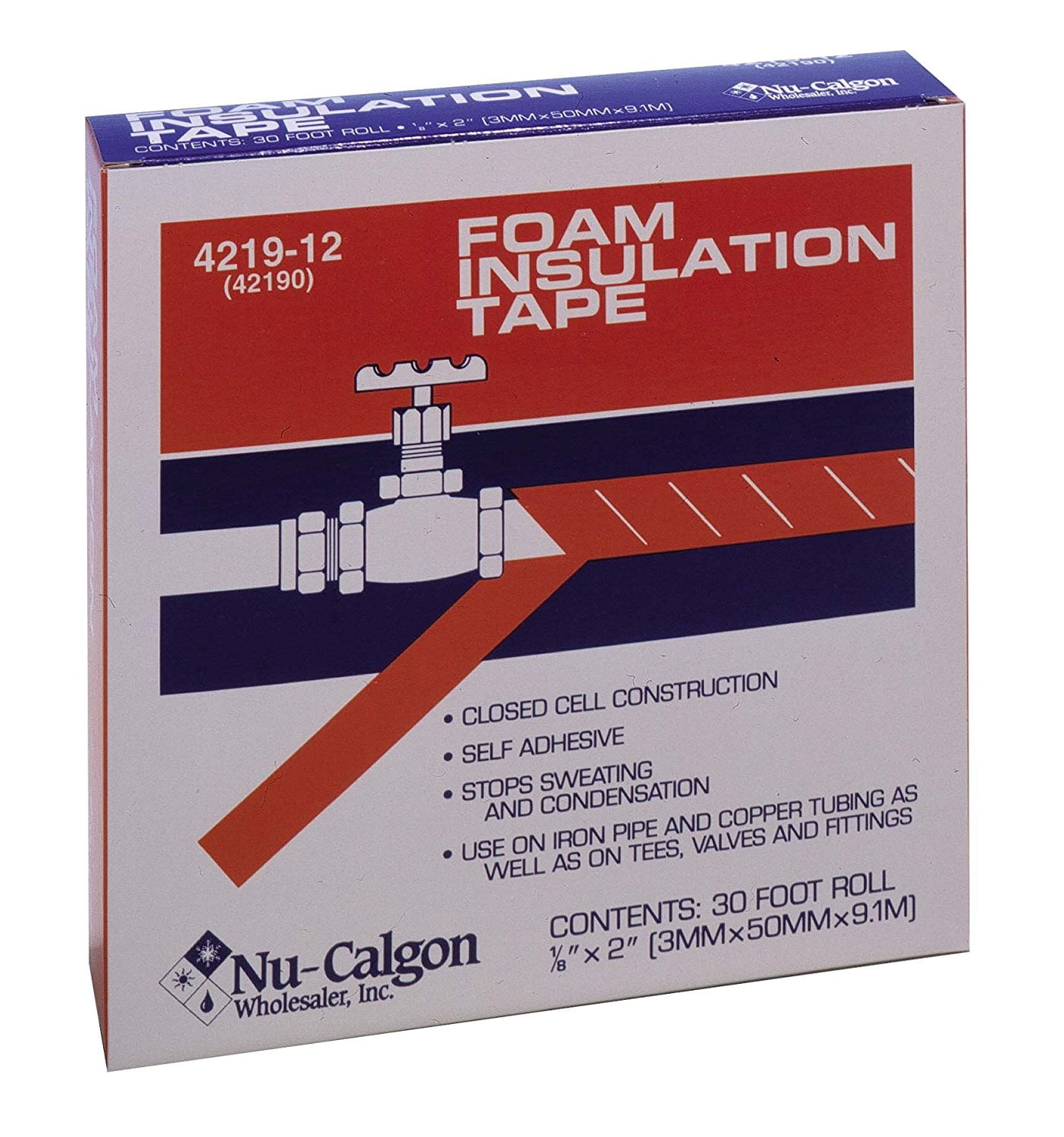 NuCalgon 421912 FoamTite Insulation Tape, 1/8 Thick, 30' Length x 2 Width