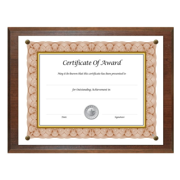 NuDell 10.5x13 Walnut Award-A-Plaque Document Frame