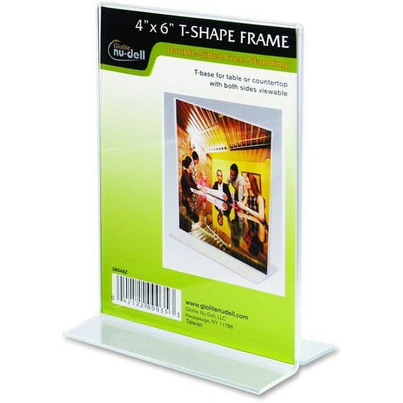 NuDell Double-sided Sign Holder - 1 Each - 4" Width x 6" Height - Rectangular Shape - Self-standing - Plastic - Clear | Bundle of 10 Each