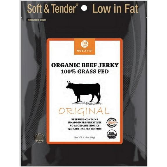 NuEats, Organic 100% Grass fed Beef Jerky,Original,2.25oz
