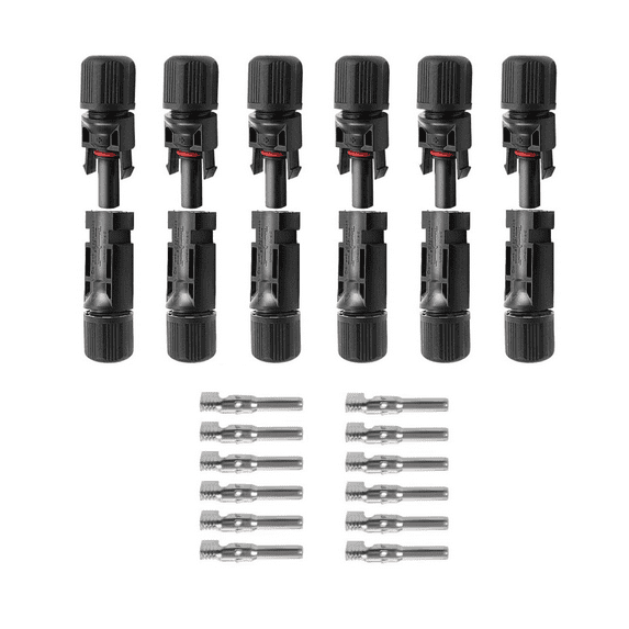 NuEnergy Solar Panels Cable Connectors Male / Female IP67 Waterproof -1000V DC 30A MC4 Panel Wire Connector - 12PCS – 6 Pairs Solar panel Tool Kit