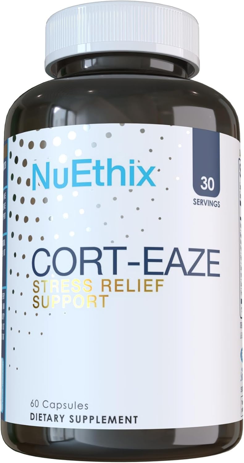 NuEthix Cort-Eaze Cortisol-Control Promotes Relaxation and Better Sleep with L-Theanine, 60 Capsules, 30 Servings
