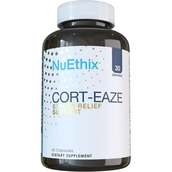 NuEthix Cort-Eaze Cortisol-Control Promotes Relaxation and Better Sleep with L-Theanine, 60 Capsules, 30 Servings