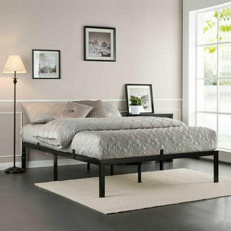 NuFazes Queen Size Platform Bed Frame Metal Heavy Duty 14 Inch Mattress Steel Foundation