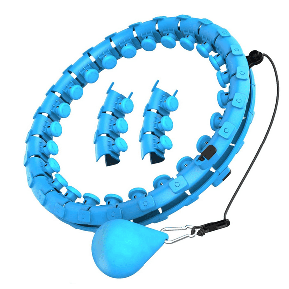 NuFit Smart Weighted Hula Fit Hoop for Adult Weight Loss, 2 in 1 Fitness Ring for Women Abdomen Workouts, 24 Detachable Knots with 360 Degree Auto-Spinning