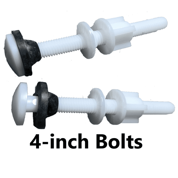 NuFlush 4-Inch Nylon Toilet Bowl Bolts 3/8 Diameter, Rustproof Plastic Mounting Bolts for Secure Toilet Installation 2-Pack