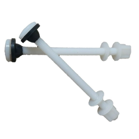 NuFlush 6 inch Replacement Bolts, Made for Raised Toilet Seats, Two Hinge Bolts, Nylon Plastic, 6 Inch by 3/8 Inch Heavy Duty Bolts with Rubber Washers and Easy Screw Hex Nuts