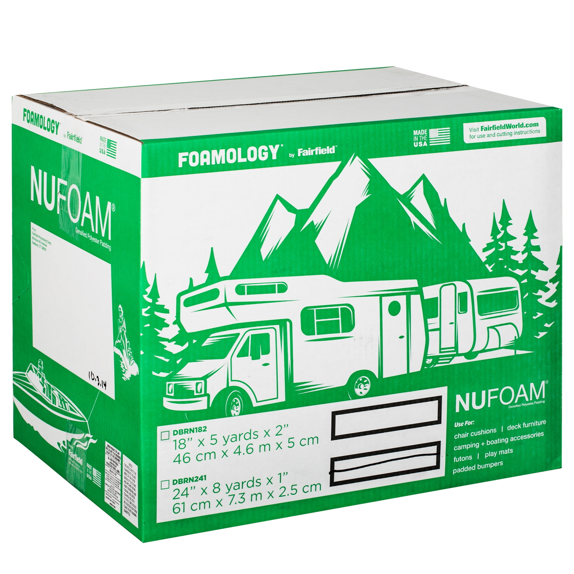NuFoam™ Pad by Fairfield™, 24" x 8 Yards x 1" Thick