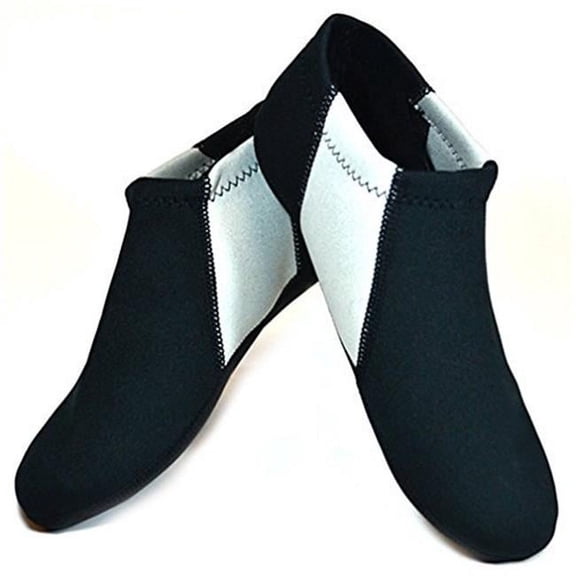 NuFoot Booties Men’s Foldable Shoes – Black and Gray Stripe, Large, Indoor Slippers & Travel Footwear
