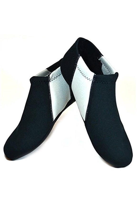 NuFoot Booties Men’s Foldable Shoes – Black and Gray Stripe, Large, Indoor Slippers & Travel Footwear