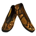 thumbnail image 1 of NuFoot Fuzzies Ballet Flats Women's Foldable Shoes – Gold Snake, Medium, Indoor Slippers & Travel Flats, 1 of 2