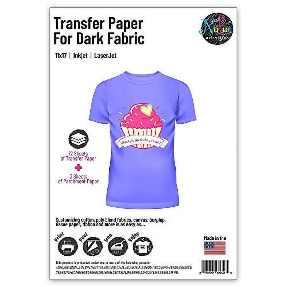20 Sheets MIXED Dark + Light Fabric Transfer Paper for Inkjet & Laserjet  Printers，Printable Heat Transfer Vinyl Sheets , Dark Transfer Paper ,  8.5x11 Iron-on Transfer Paper 