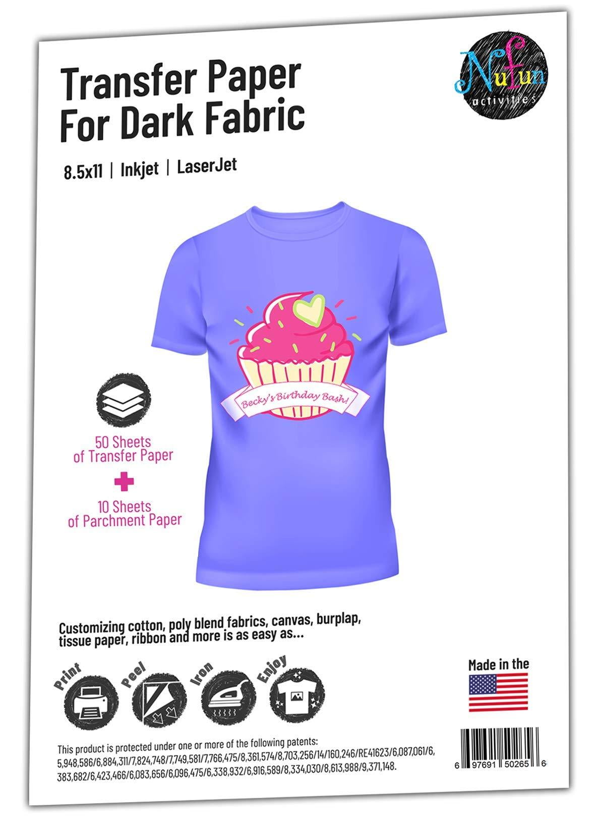 NuFun Activities Inkjet Printable Iron-On Heat Transfer for Dark ...