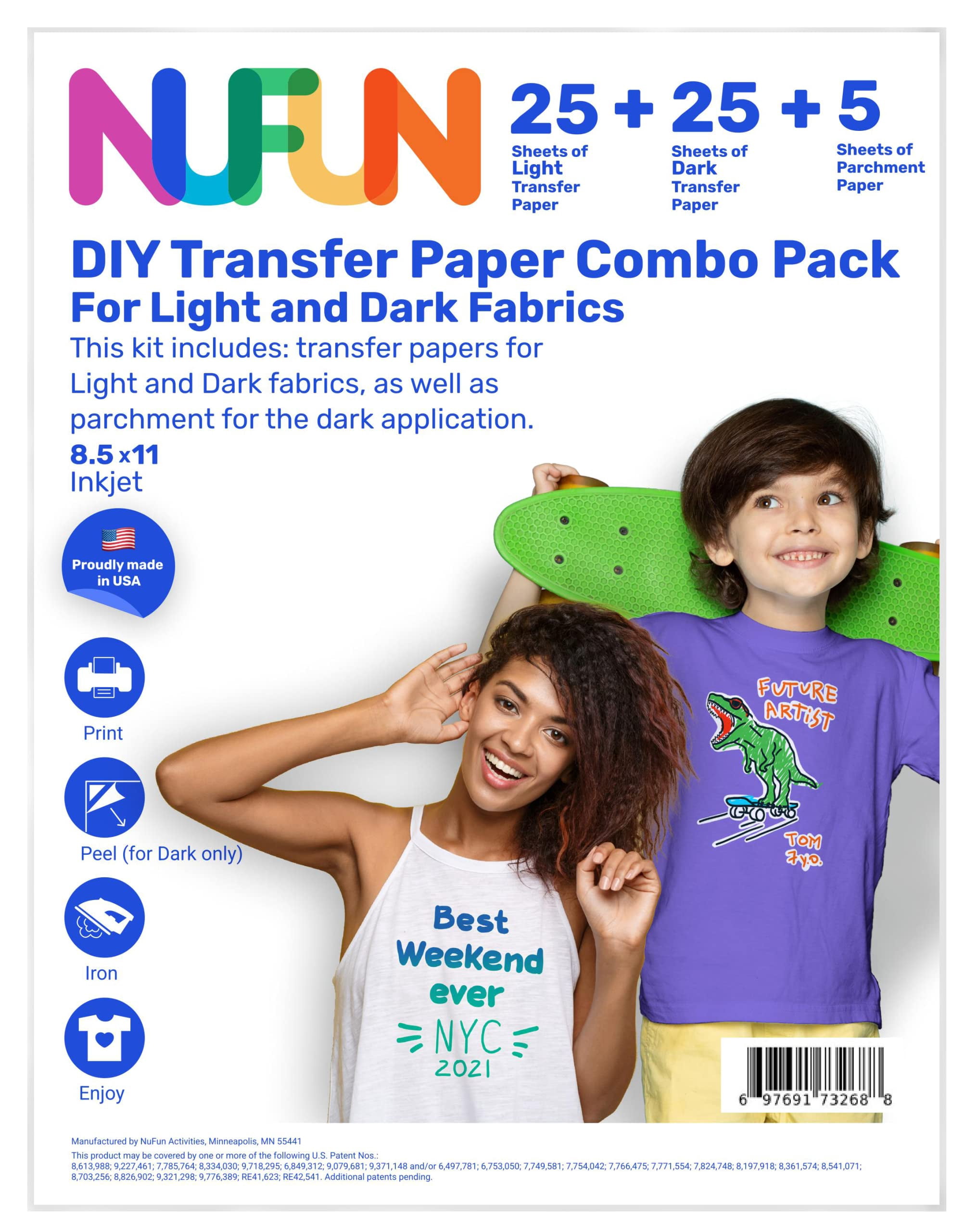 NuFun Activities Printable Iron-on HHA1 Heat Transfer Paper Combo Dark ...