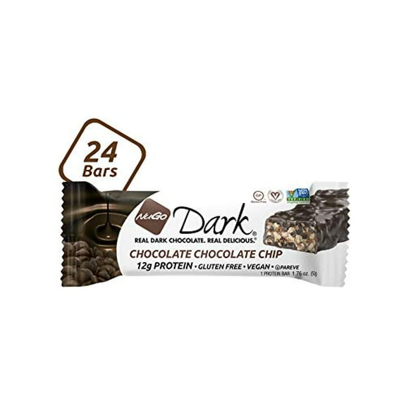 NuGo Dark Chocolate Chocolate Chip, 12g Vegan Protein, 200 Calorie, Gluten Free, 24 Count