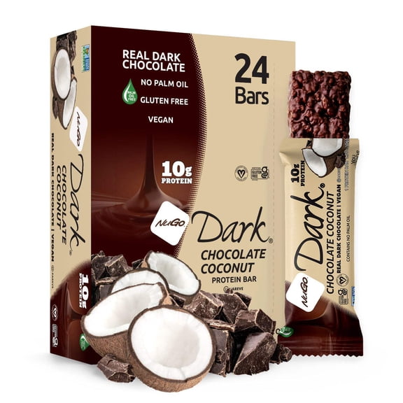 NuGo Dark Chocolate Coconut, 10g Protein, Vegan, Gluten Free, Kosher Pareve, 24 Count