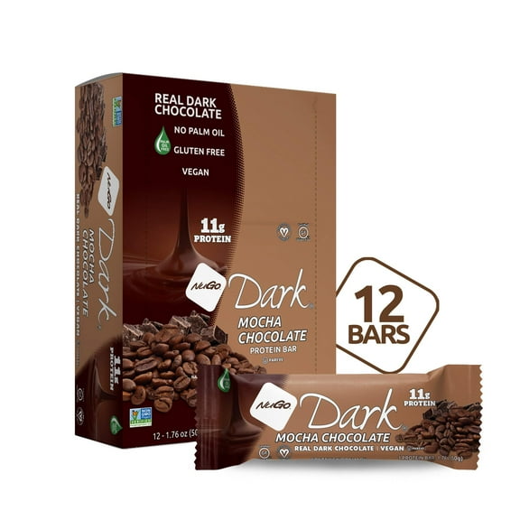NuGo Dark Mocha Chocolate, 11g Vegan Protein, Gluten Free, 12 Count