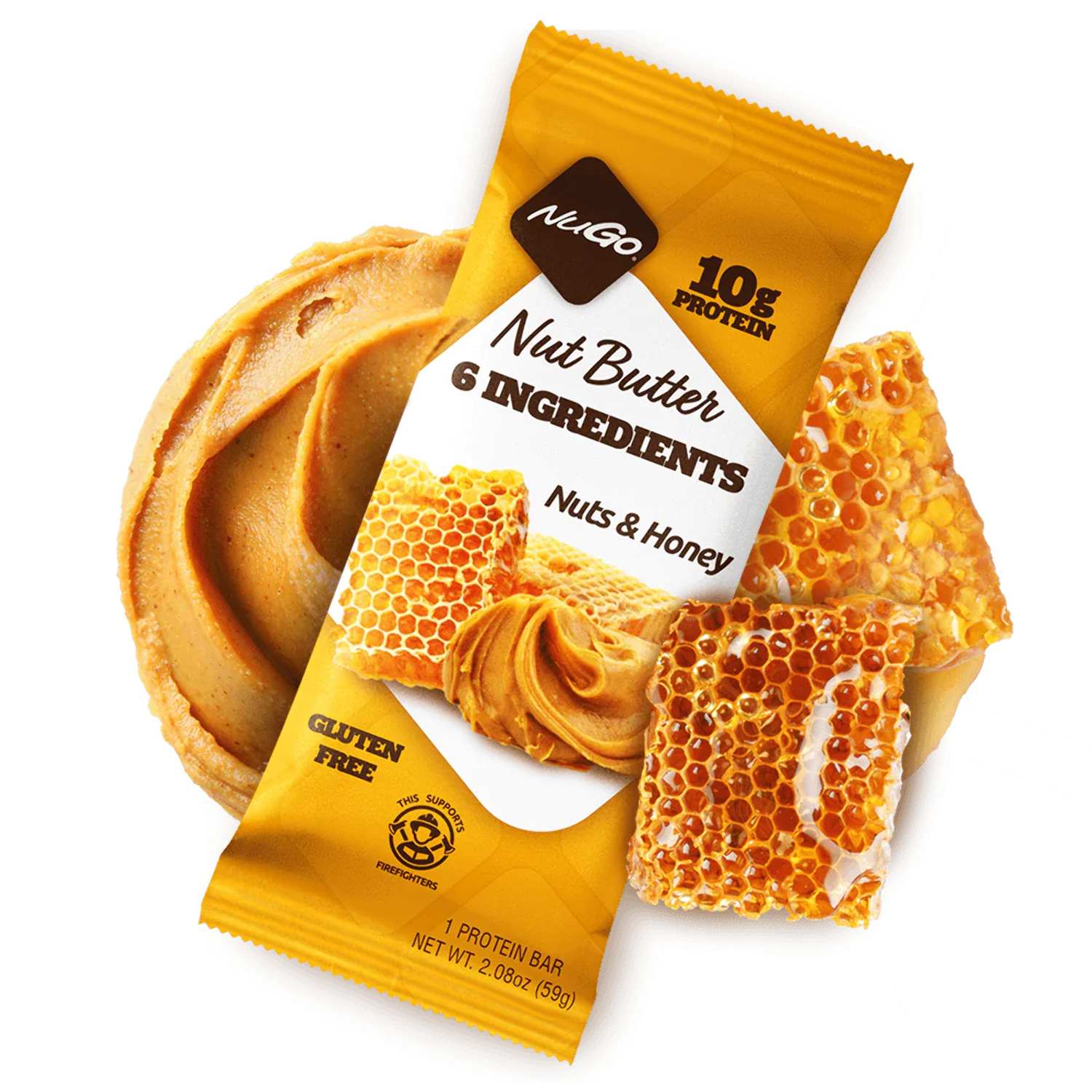 NuGo Nut Butter Protein Bars, Nuts and Honey, 10g Plant Protein, Only 6