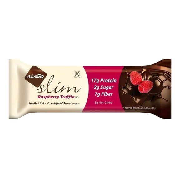 NuGO Nutrition Bar - Slim Raspberry Truffle - 1.59 oz - Case of 12 Diet Aids
