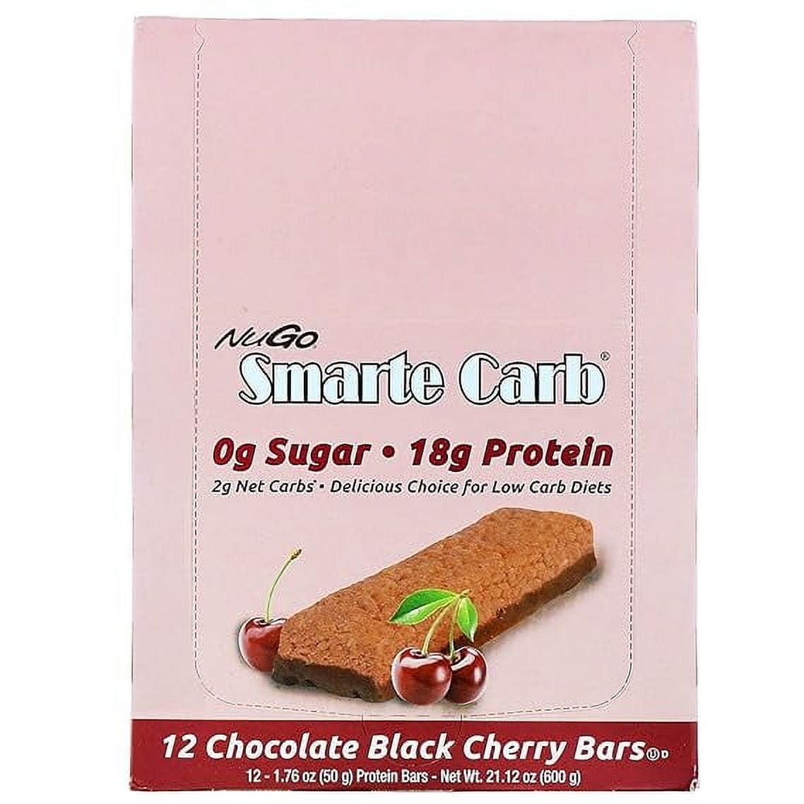 NuGo Nutrition Smarte Carb Sugar Free Bars Chocolate Black Cherry 12