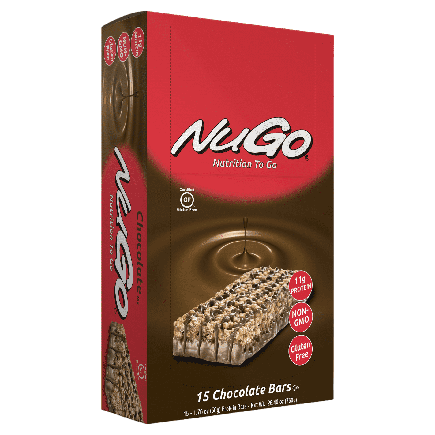 NuGo Protein Bar, Chocolate, 11g Protein, Gluten Free, 15 Count