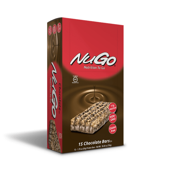 NuGo Protein Bar, Chocolate, 11g Protein, Gluten Free, 15 Count