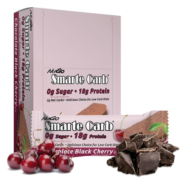 NuGo Smarte Carb Chocolate AIF4 Black Cherry, 18g Protein, 0g Sugar, 2g