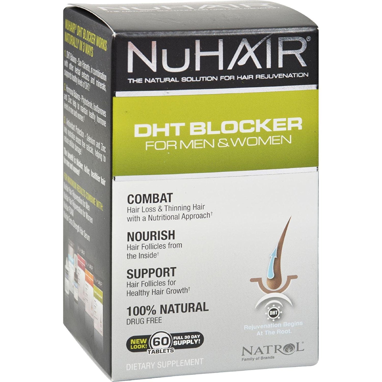 NuHair DHT Blocker for Men and Women, Hair Loss Treatment, 60 Tablets