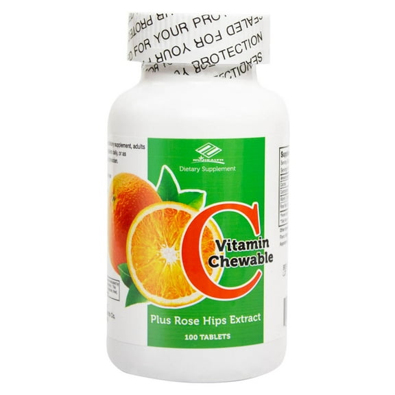 NuHealth Vitamin C With Rose Hips, 400 mg - 100 Chewable Tablets