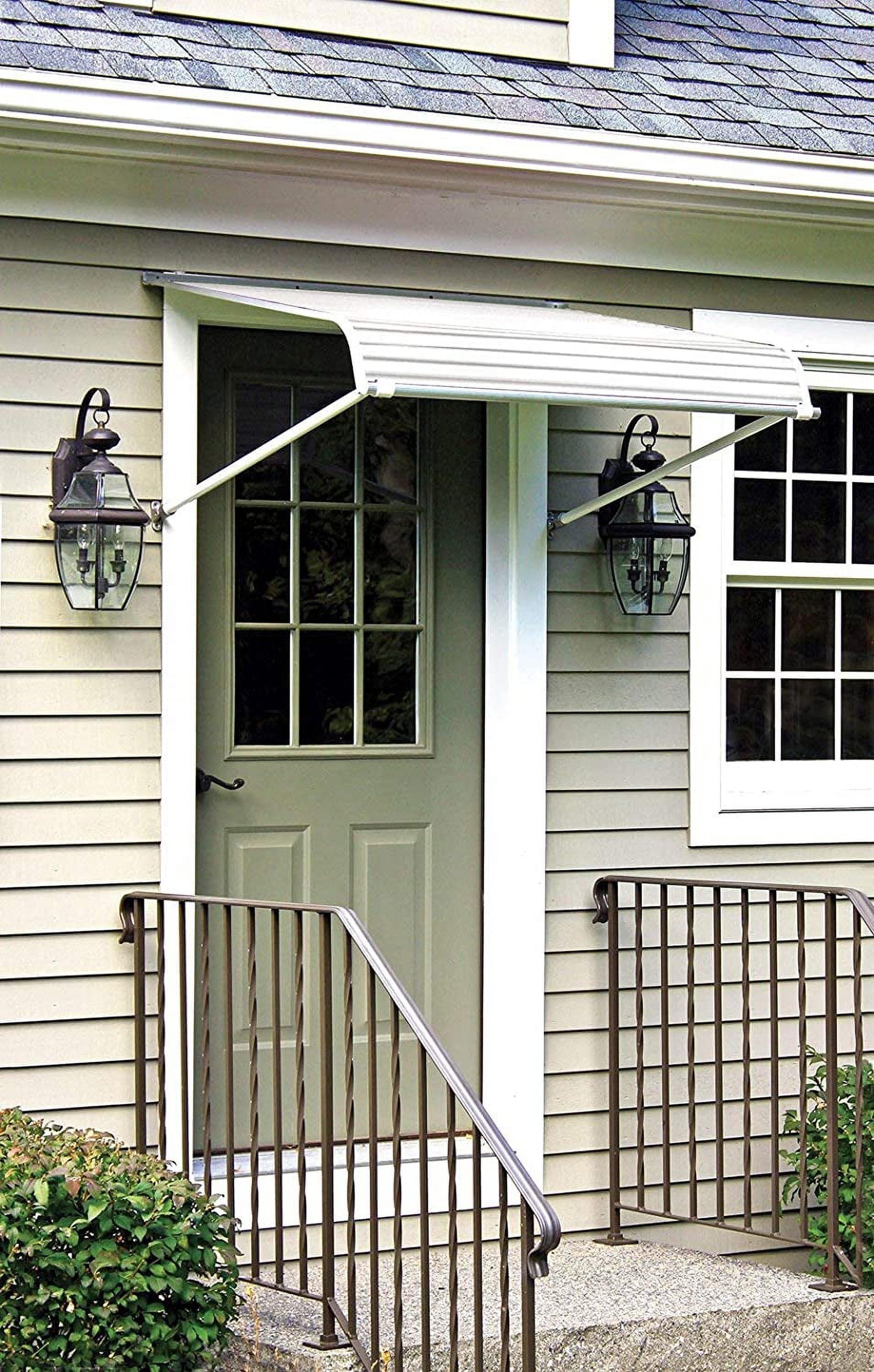 White Aluminum Traditional Door Canopy with Support Arms, 60 inches wide