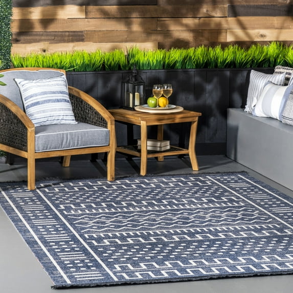 nuLOOM Outdoor Tribal Cora Area Rug, 6' 7" x 9', Cora Dark Blue