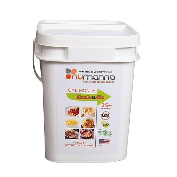 Numanna Grab-n-Go Bucket  80 Servings of Freeze-Dried Meals | 25+ Year Shelf Life | Ready-to-Eat Emergency Survival Food Kit | Non-Perishable Breakfast & Dinner | Made in USA