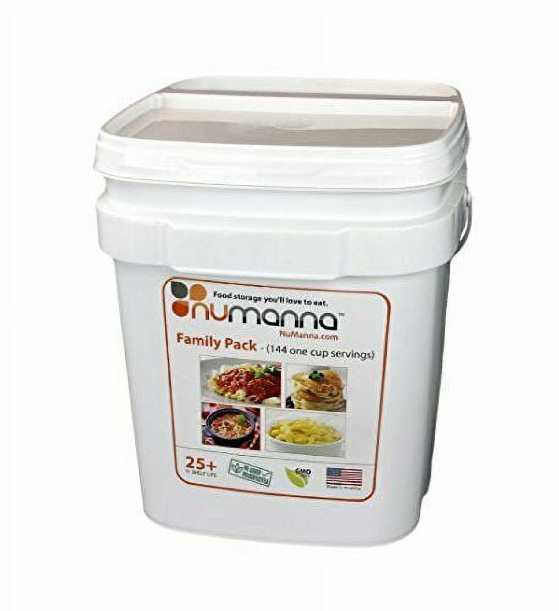 NuManna INT-NMFP 144 Meals, Emergency Survival Food Storage Kit, Separate Rations, in a Bucket, 25 Plus Year Shelf Life, GMO-Free