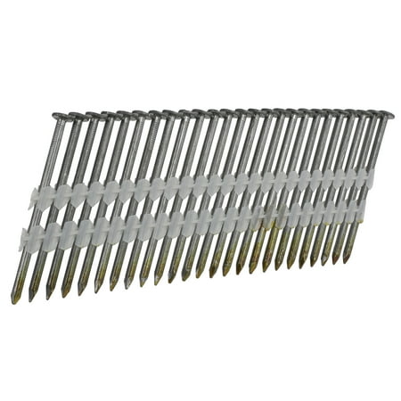 NuMax FRN.113-238B500 21 Degree 2-3/8" x .113" Plastic Collated Bright Finish Full Round Head Smooth Shank Framing Nails (500 Count)