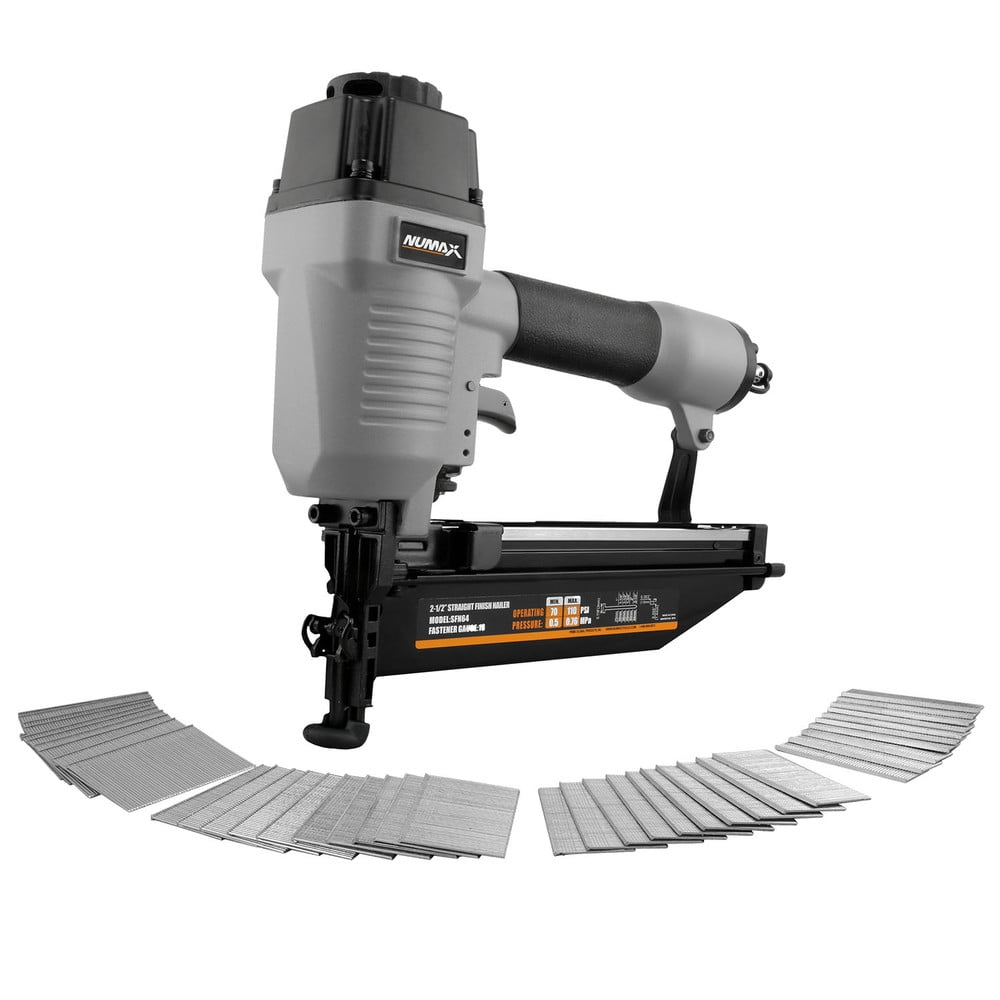 NuMax SFN64WN Pneumatic 16-Gauge 2-1/2" Straight Finish Nailer with Nails (2000 Count)