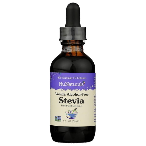 NuNaturals Liquid Stevia, Sugar-Free GGA1 Sweetener, Plant-Based Sugar Substitute, Zero Calorie, Vanilla Alcohol Free, 2 oz (Pack of 2)