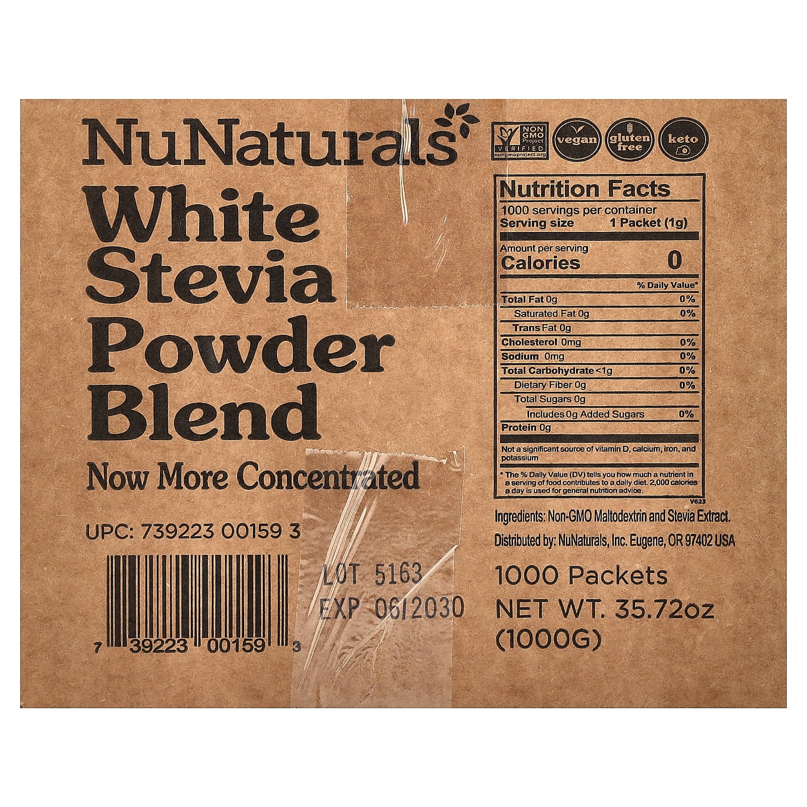NuNaturals NuStevia Keto Sweetener Substitute, White Stevia Powder