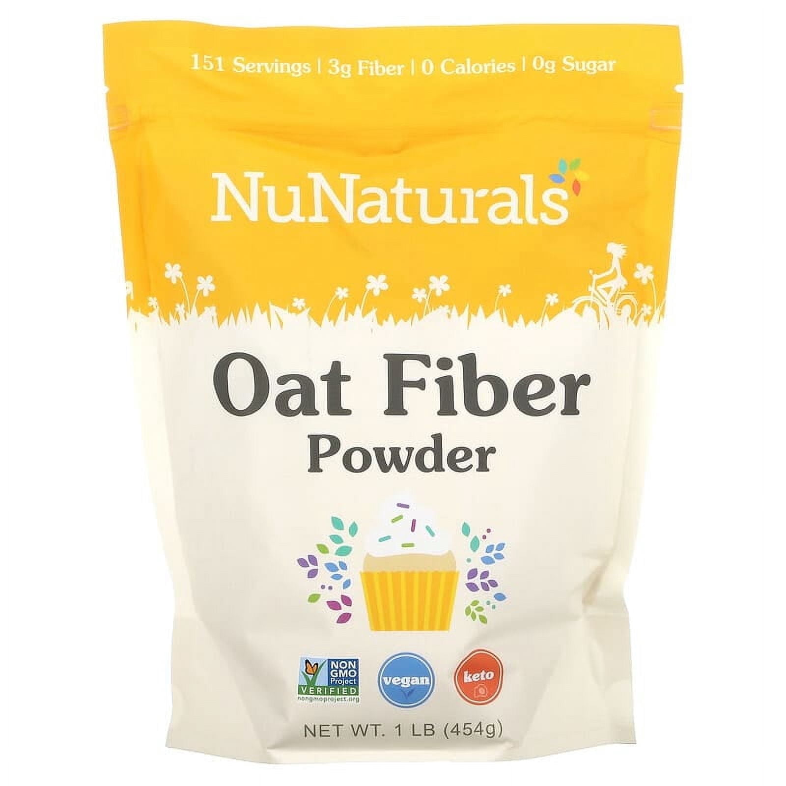 NuNaturals, Oat Fiber Powder, 1 lb Pack of 4