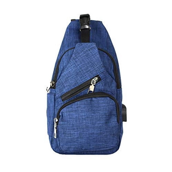 NuPouch Anti-Theft Daypack – Navy, Travel & Commuter Backpack with USB Charging Port