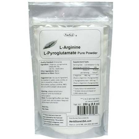 NuSci L-Arginine L-Pyroglutamate Powder 250g (8.8 oz) Pure Memory Aid