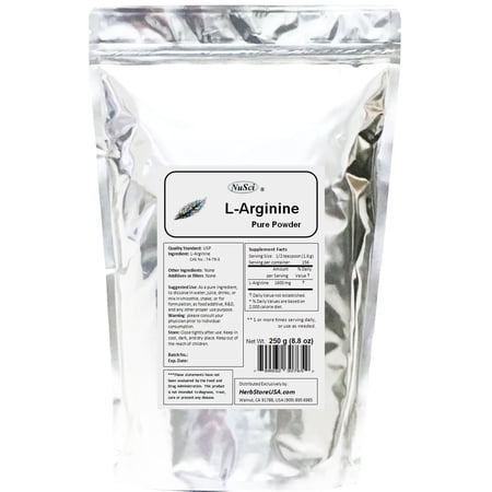 NuSci L-Arginine Powder Pure Base Form 250 grams (8.8 oz)