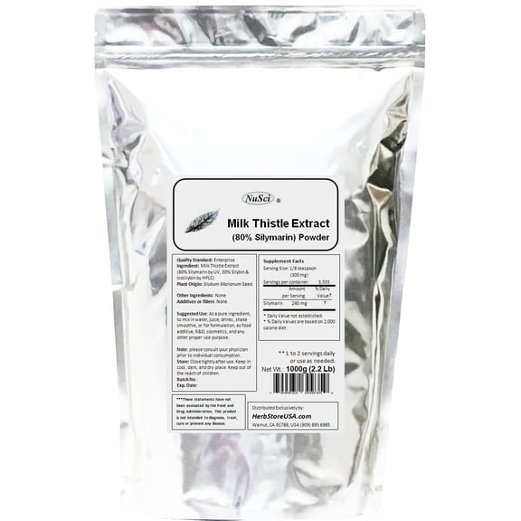 NuSci Milk Thistle Extract 80% Silymarin 1000 g (2.2 Lb Flavonoids Support Liver