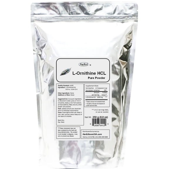 NuSci Pure L-Ornithine HCL Powder 250g (8.8 oz) AJI Quality