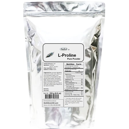 NuSci Pure L-Proline Powder a Collagen Component 250 grams (8.8 oz)