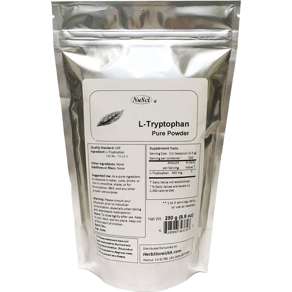 NuSci Pure L-Tryptophan Powder 250 grams (8.8 oz)